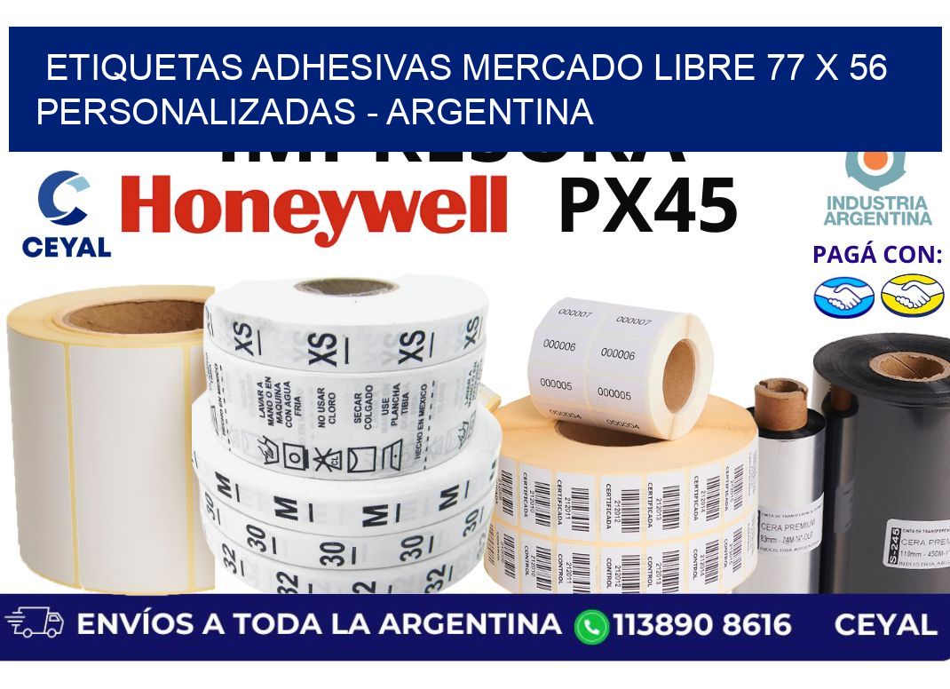 etiquetas adhesivas mercado libre 77 x 56 personalizadas - Argentina
