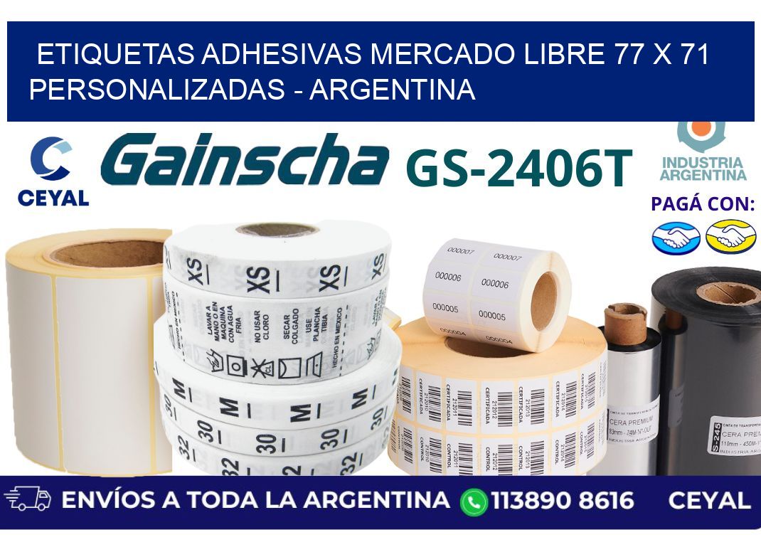 etiquetas adhesivas mercado libre 77 x 71 personalizadas - Argentina