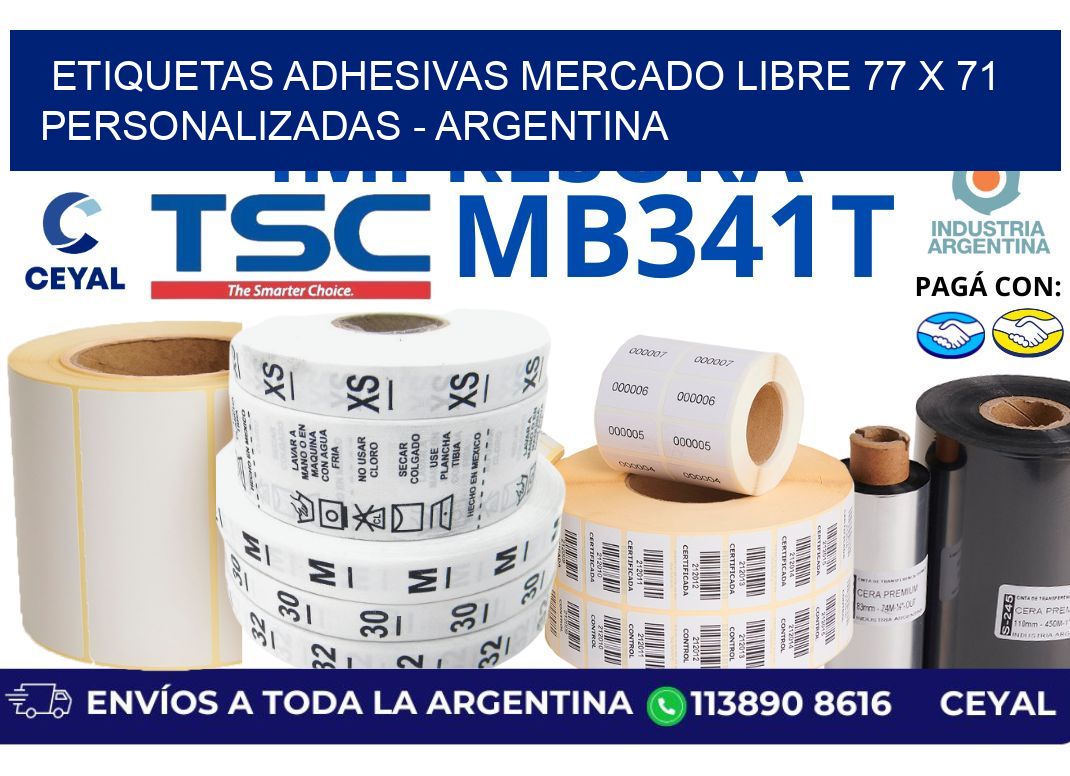 etiquetas adhesivas mercado libre 77 x 71 personalizadas – Argentina