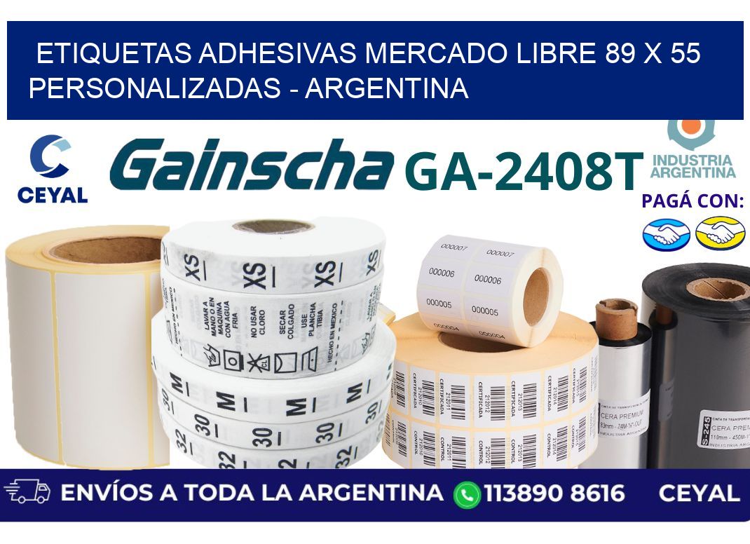 etiquetas adhesivas mercado libre 89 x 55 personalizadas - Argentina