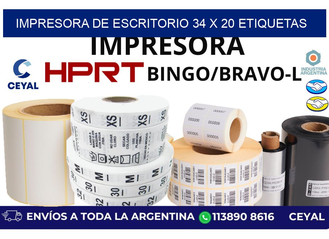 impresora de escritorio 34 x 20 etiquetas