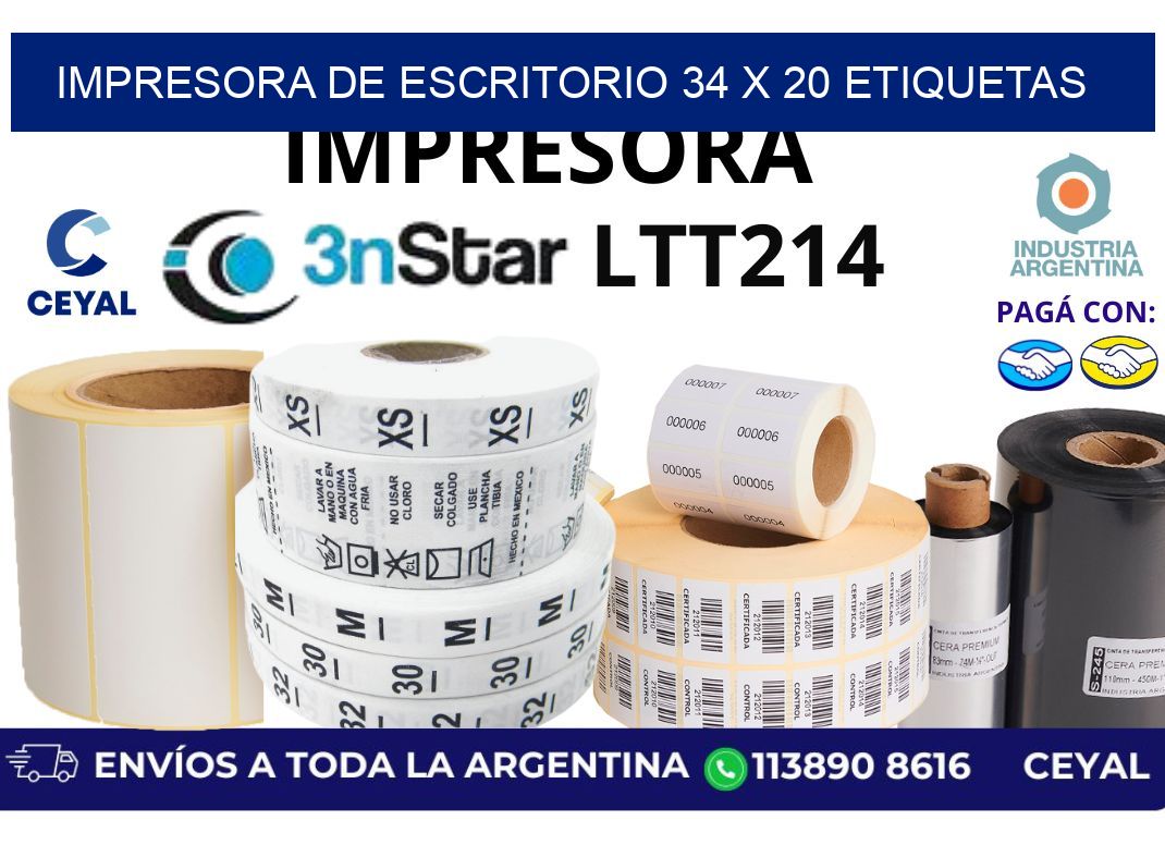 impresora de escritorio 34 x 20 etiquetas