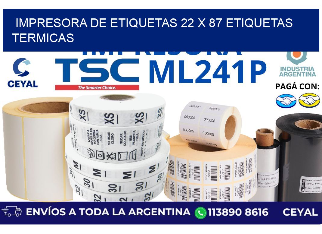 impresora de etiquetas 22 x 87 etiquetas termicas