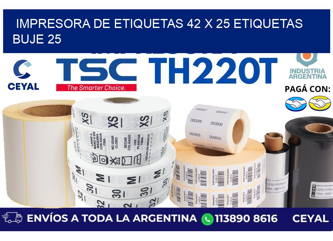 impresora de etiquetas 42 x 25 etiquetas  buje 25