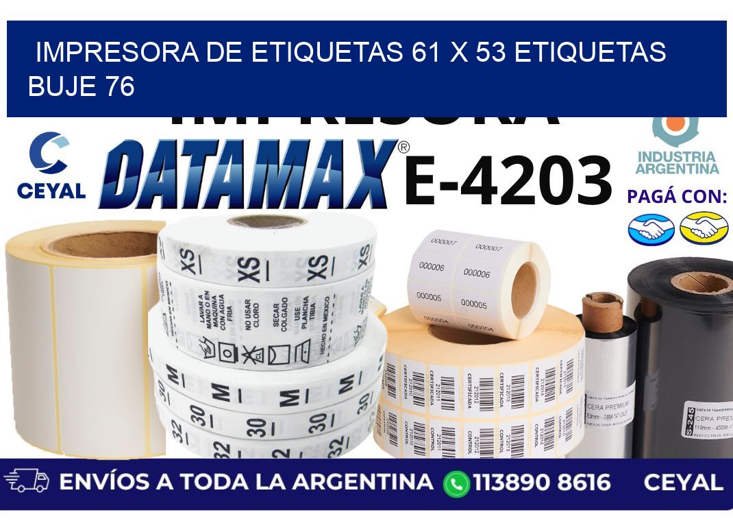 impresora de etiquetas 61 x 53 etiquetas buje 76