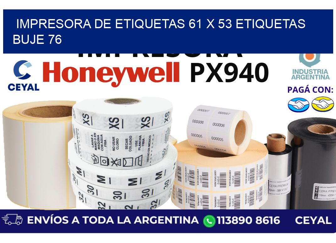 impresora de etiquetas 61 x 53 etiquetas buje 76