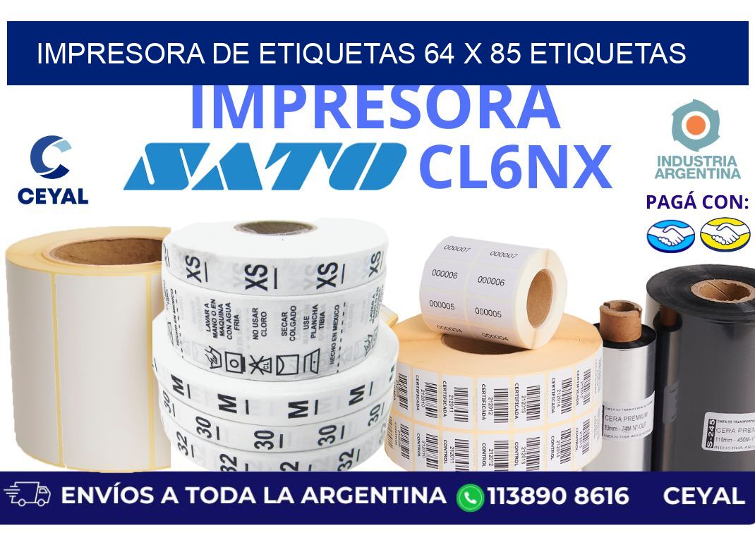 impresora de etiquetas 64 x 85 etiquetas