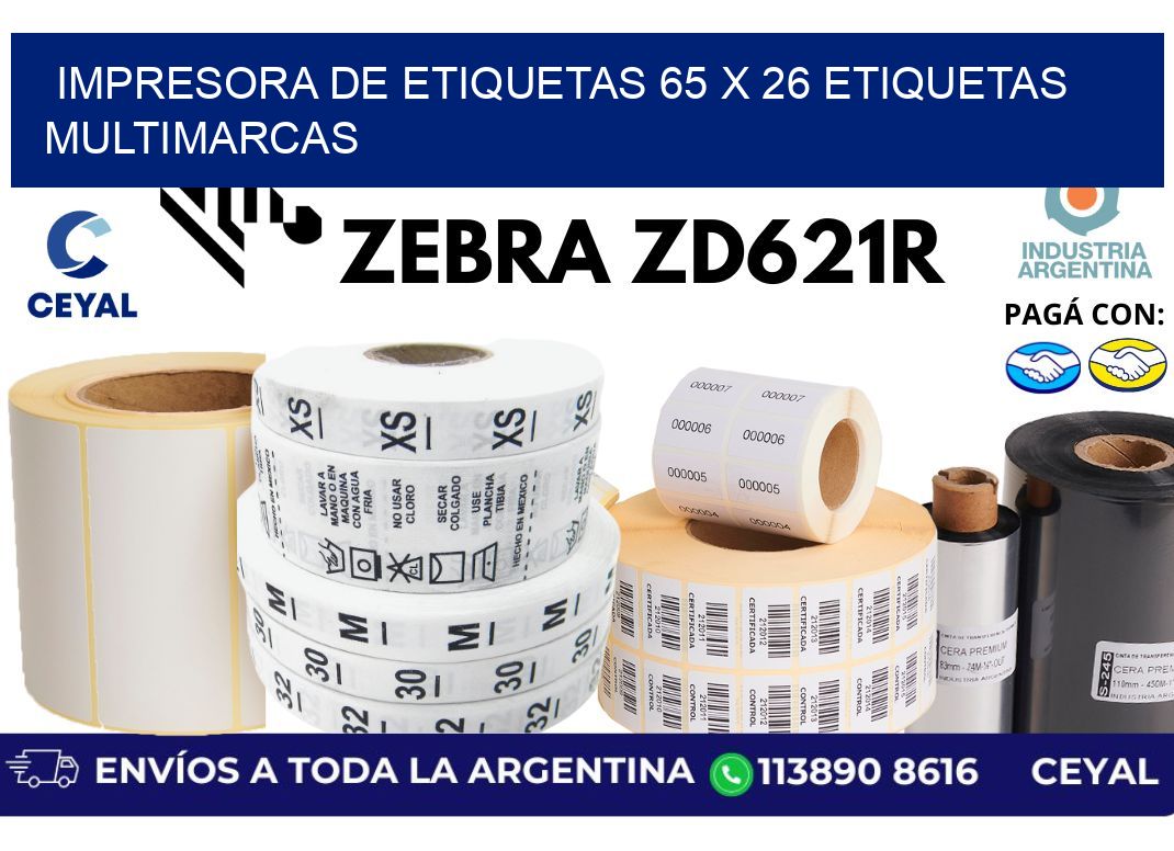 impresora de etiquetas 65 x 26 etiquetas multimarcas
