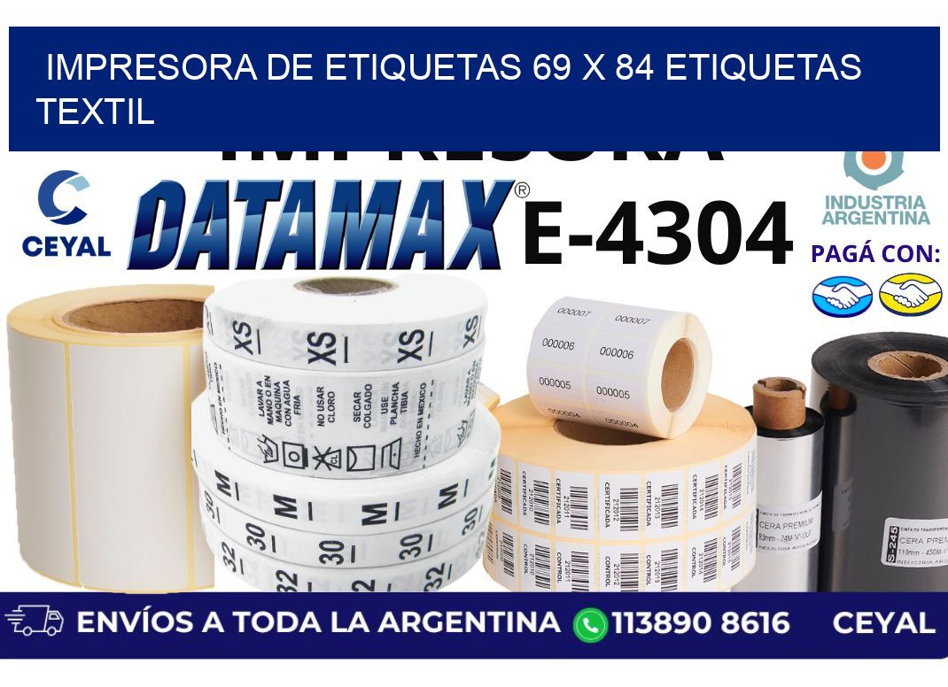 impresora de etiquetas 69 x 84 etiquetas textil