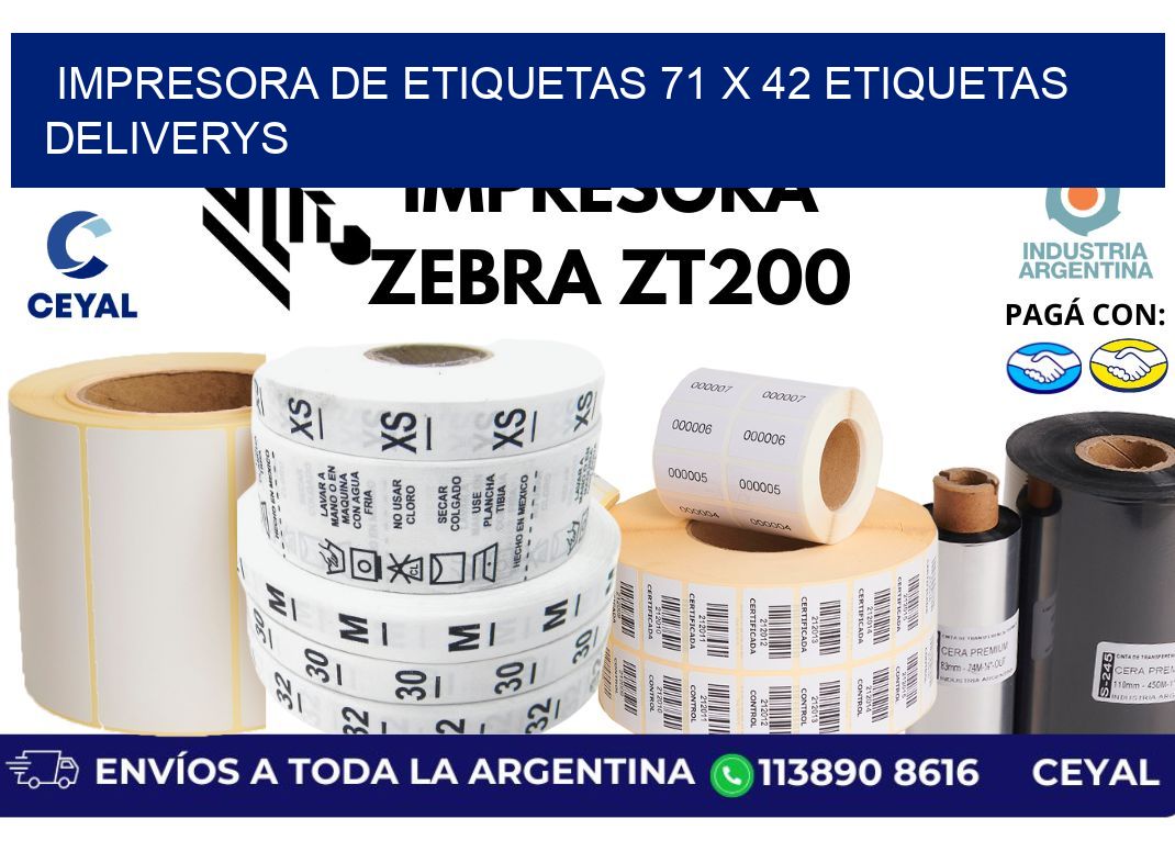 impresora de etiquetas 71 x 42 etiquetas deliverys