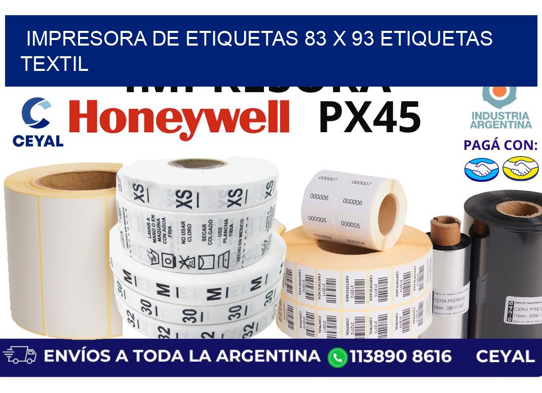 impresora de etiquetas 83 x 93 etiquetas textil