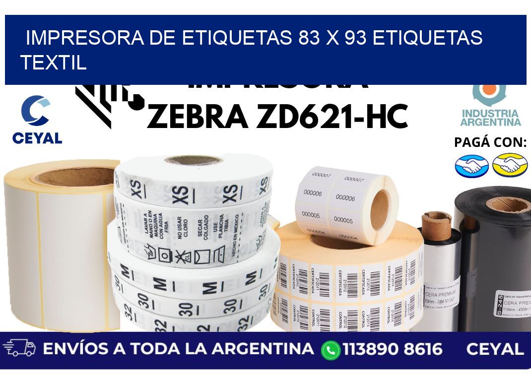 impresora de etiquetas 83 x 93 etiquetas textil
