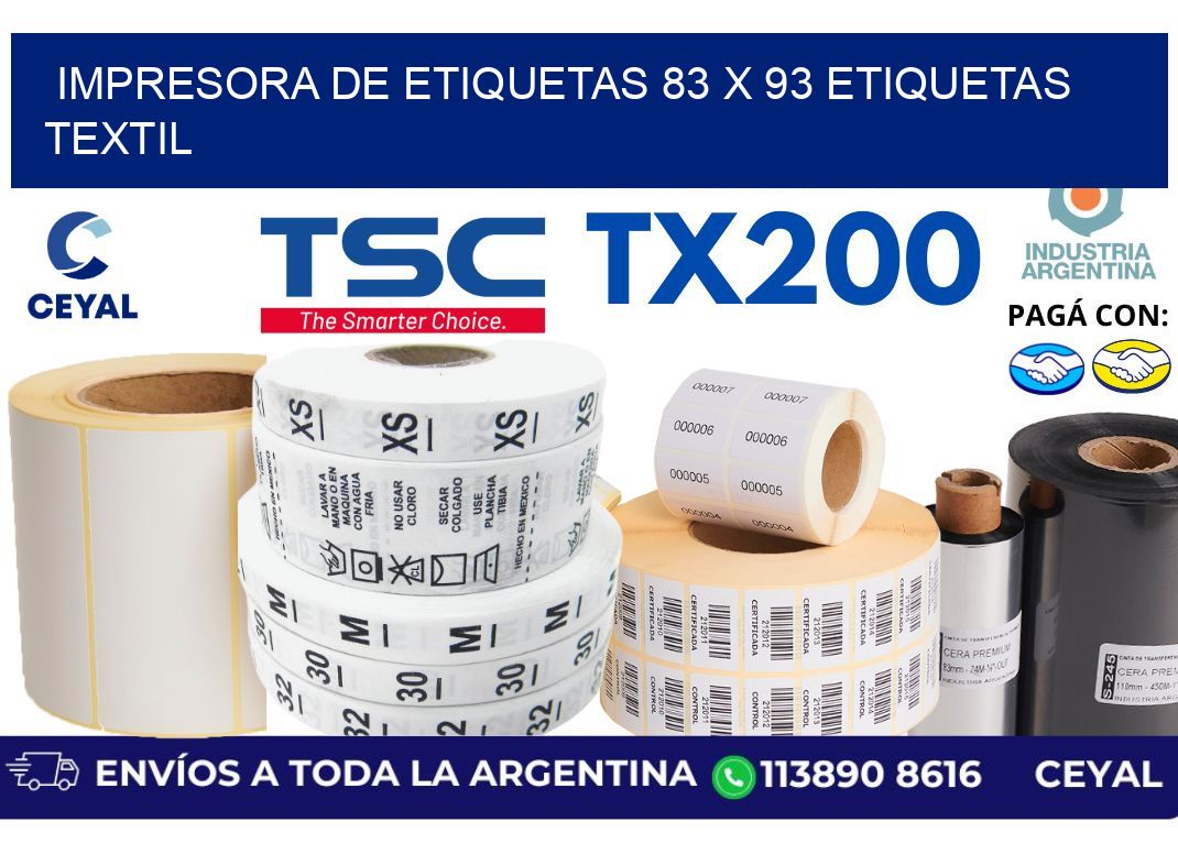 impresora de etiquetas 83 x 93 etiquetas textil
