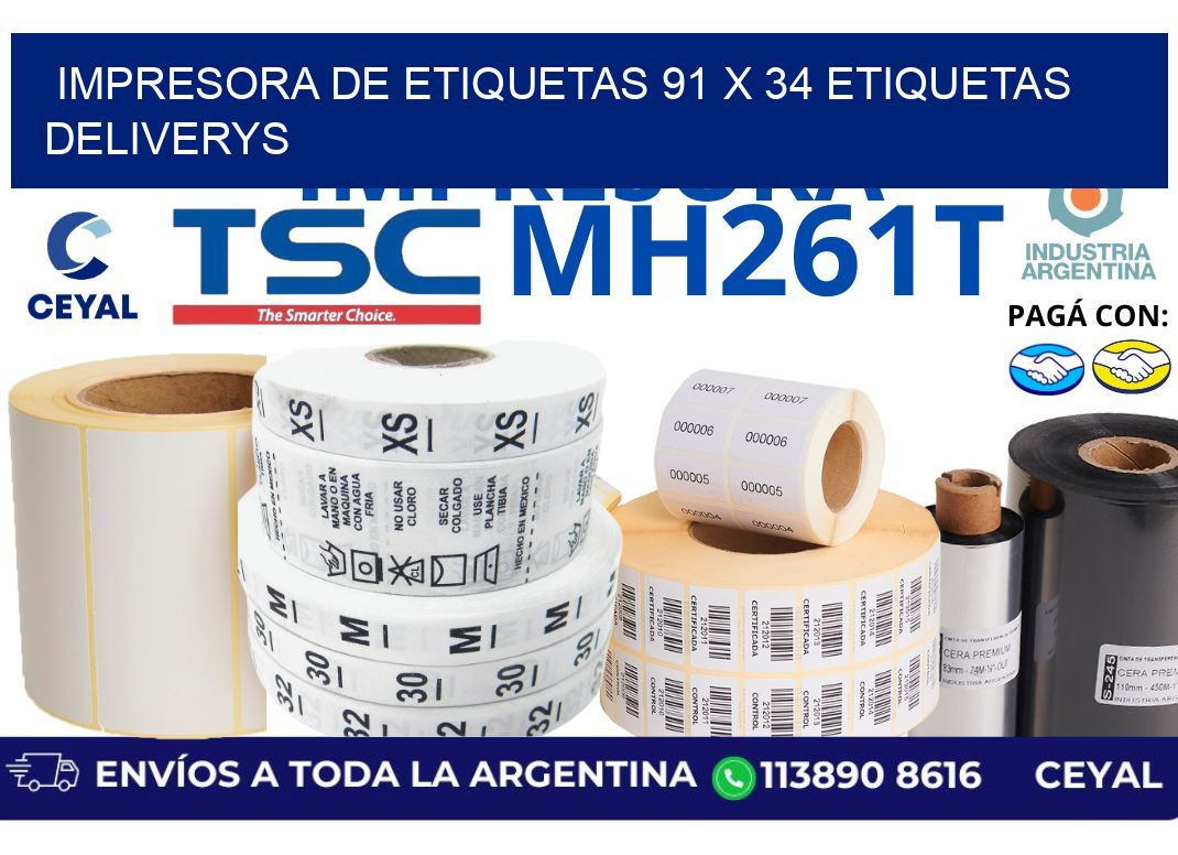 impresora de etiquetas 91 x 34 etiquetas deliverys