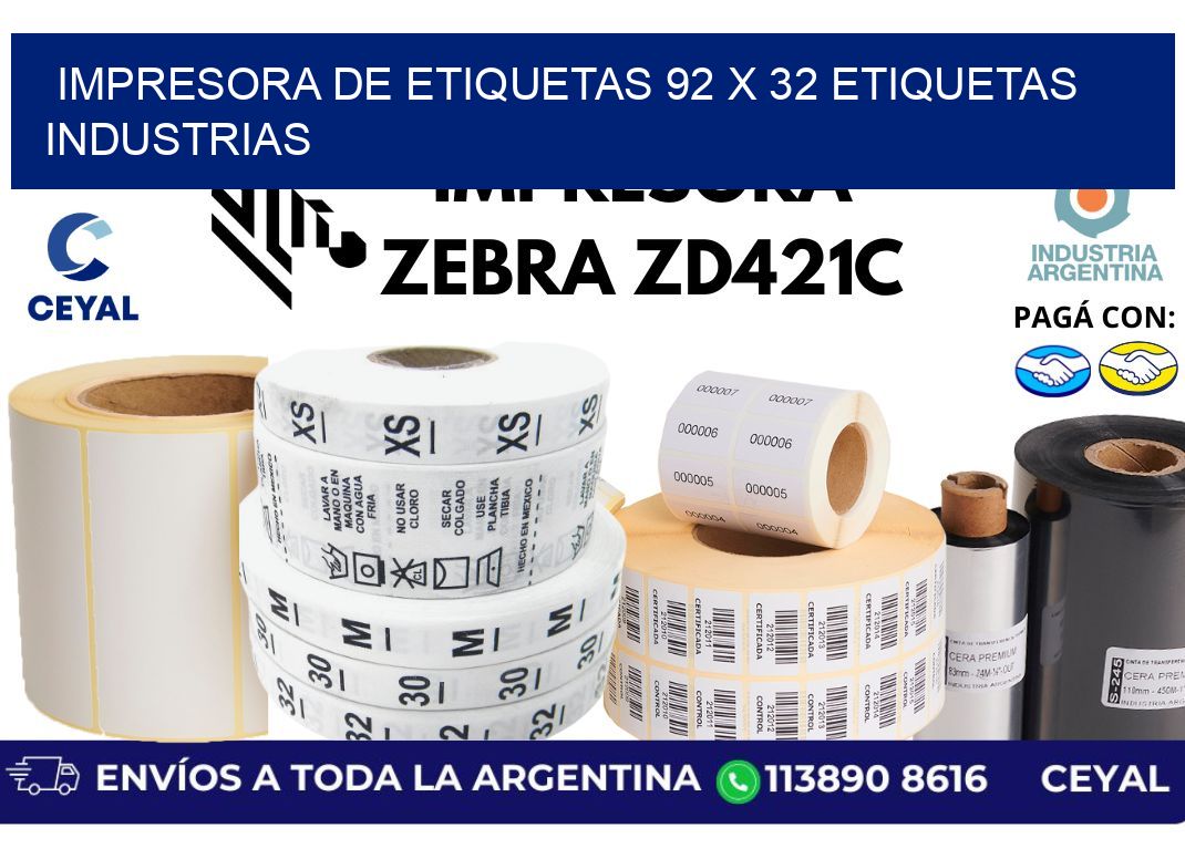 impresora de etiquetas 92 x 32 etiquetas industrias