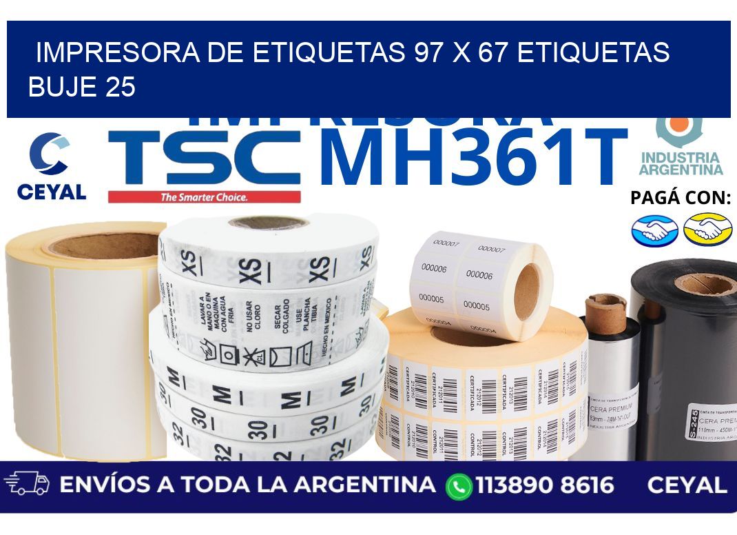 impresora de etiquetas 97 x 67 etiquetas  buje 25