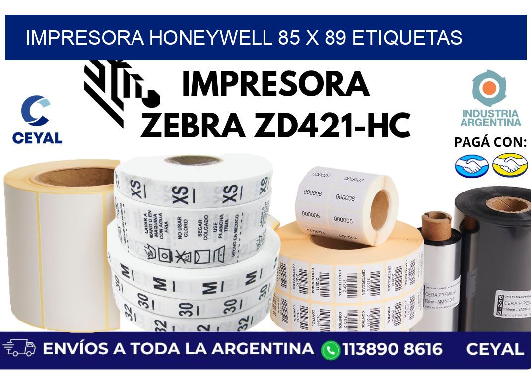 impresora honeywell 85 x 89 etiquetas
