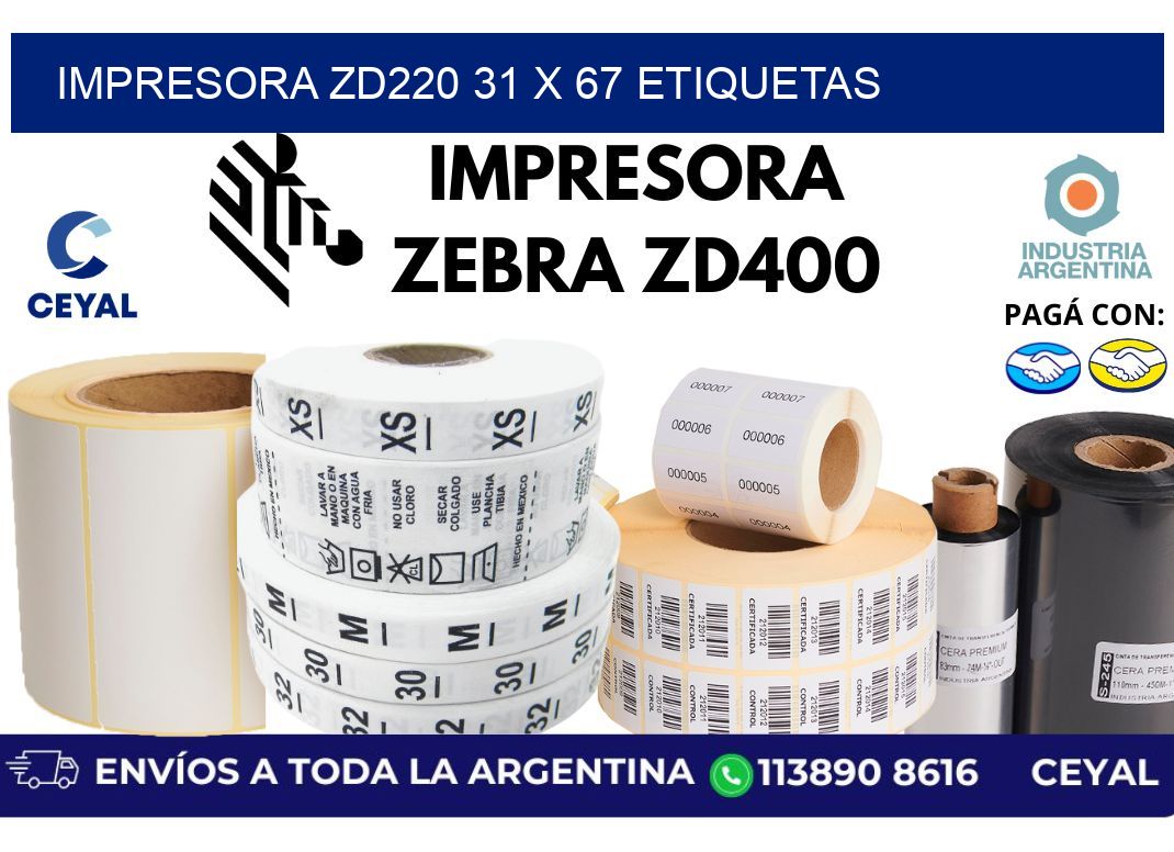 impresora zd220 31 x 67 etiquetas