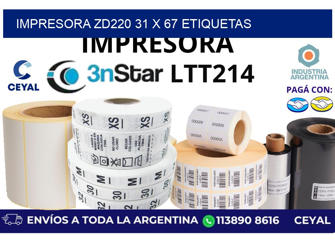 impresora zd220 31 x 67 etiquetas