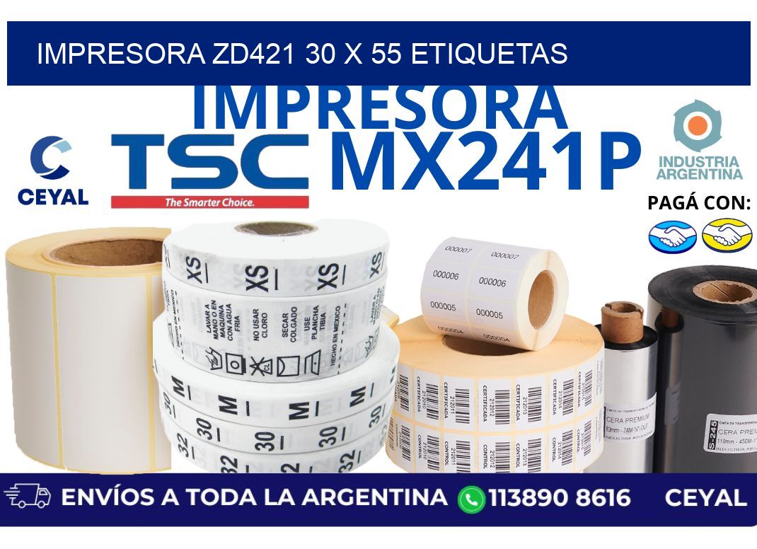 impresora zd421 30 x 55 etiquetas