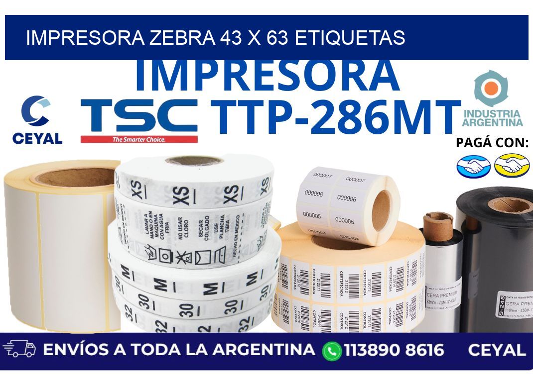 impresora zebra 43 x 63 etiquetas