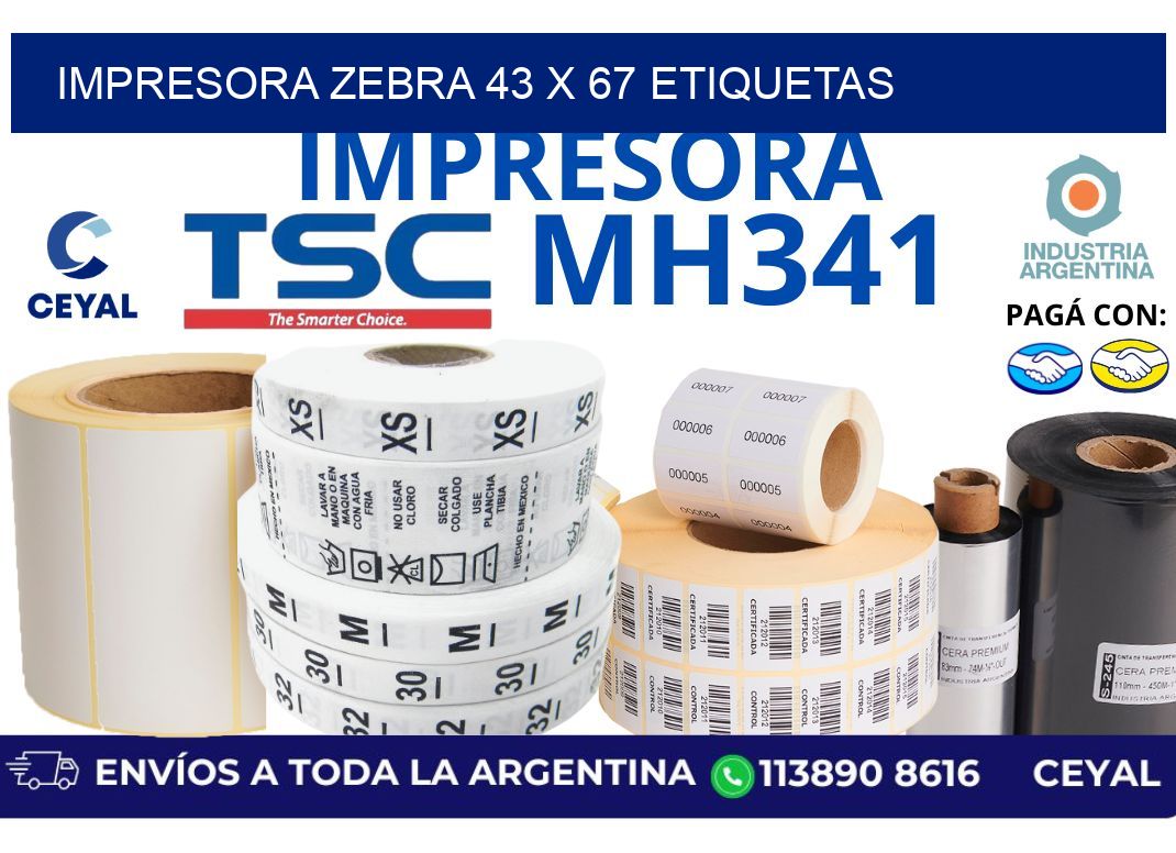 impresora zebra 43 x 67 etiquetas