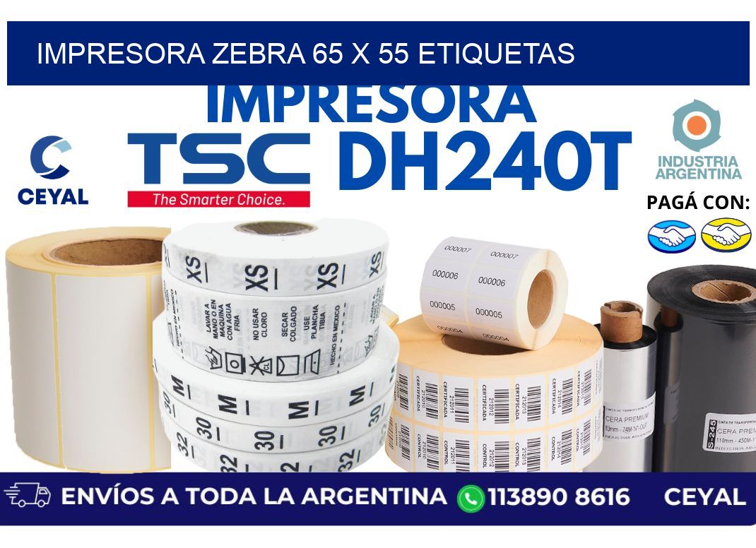 impresora zebra 65 x 55 etiquetas