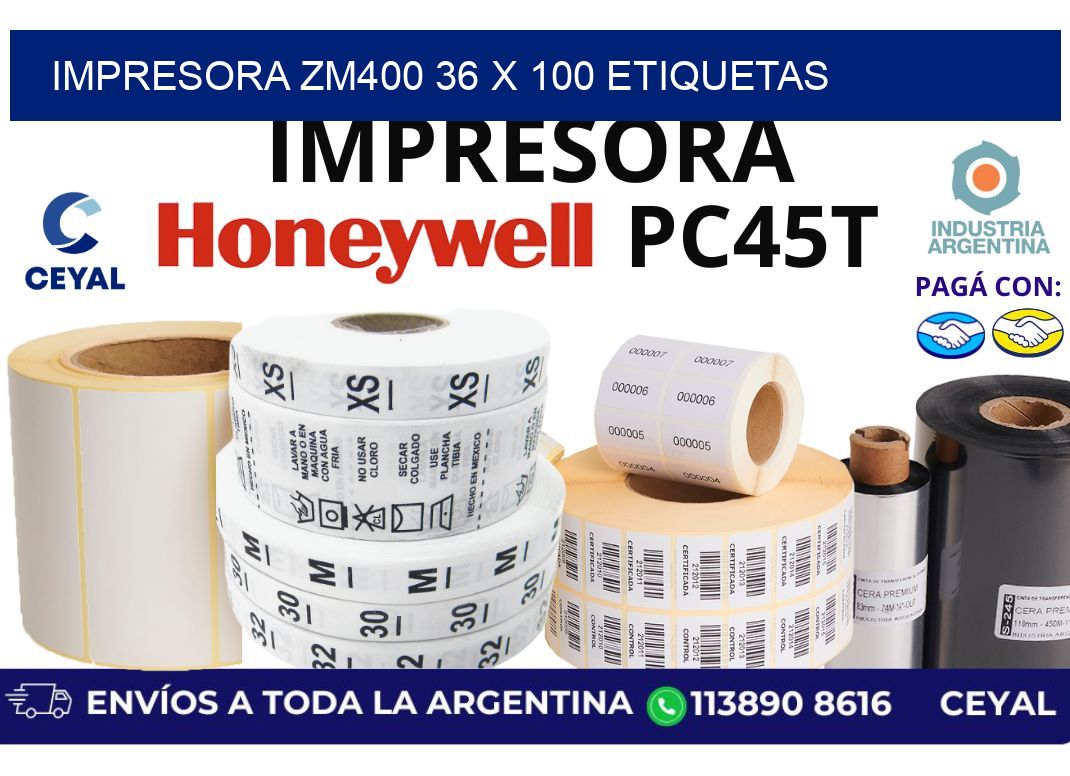 impresora zm400 36 x 100 etiquetas