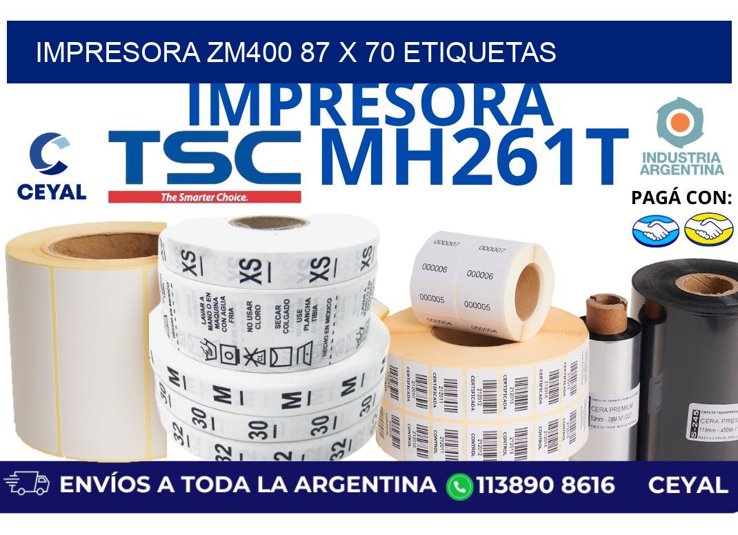 impresora zm400 87 x 70 etiquetas