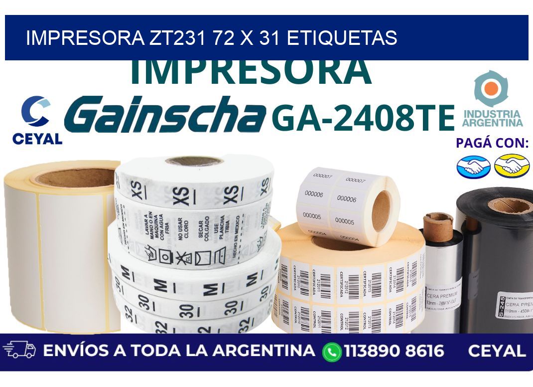 impresora zt231 72 x 31 etiquetas