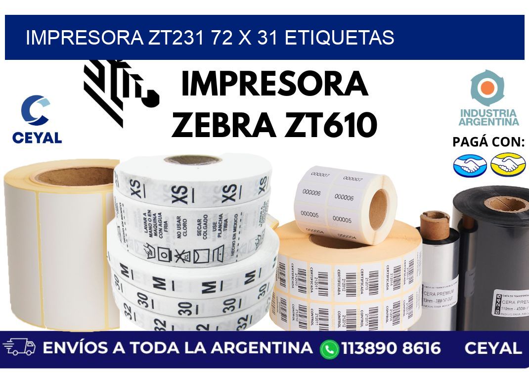 impresora zt231 72 x 31 etiquetas