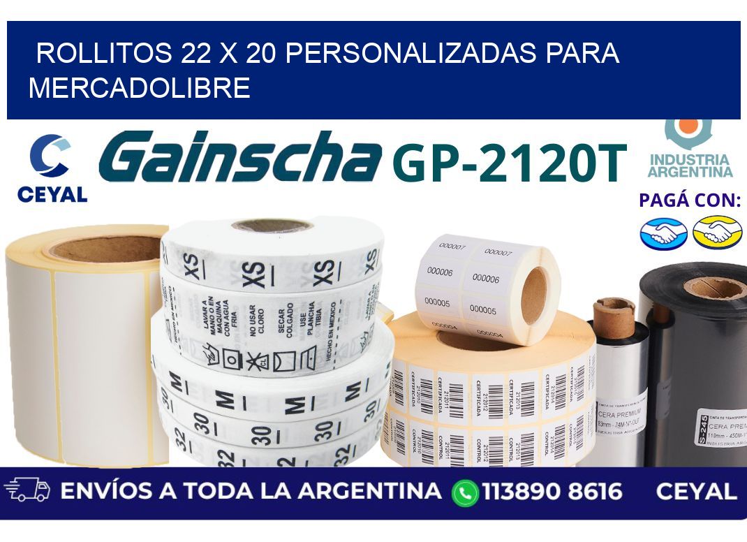 rollitos 22 x 20 personalizadas para mercadolibre