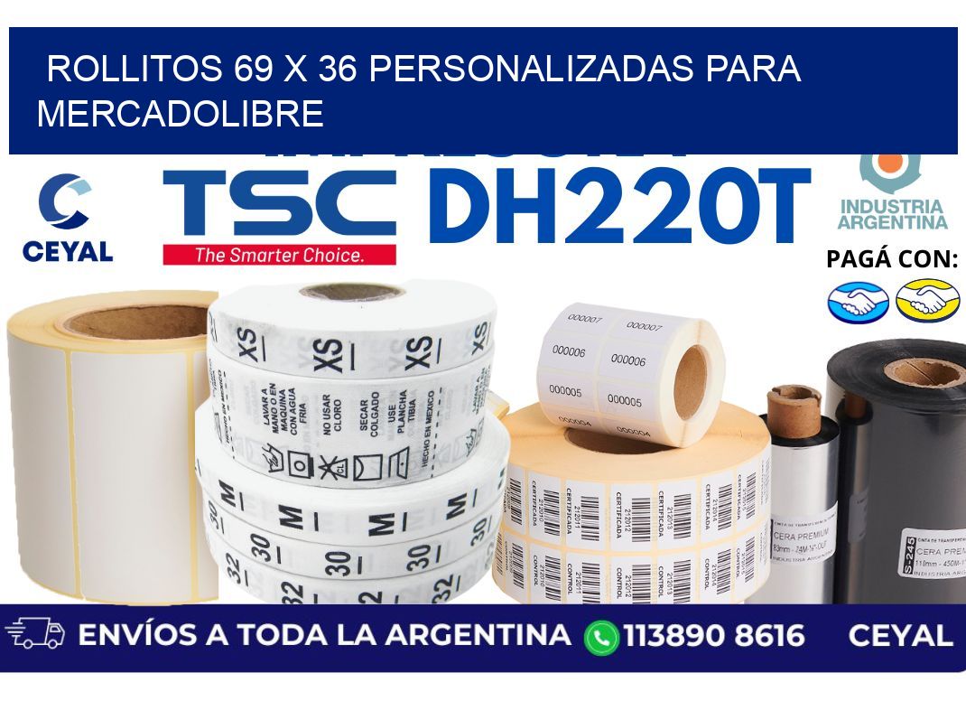 rollitos 69 x 36 personalizadas para mercadolibre