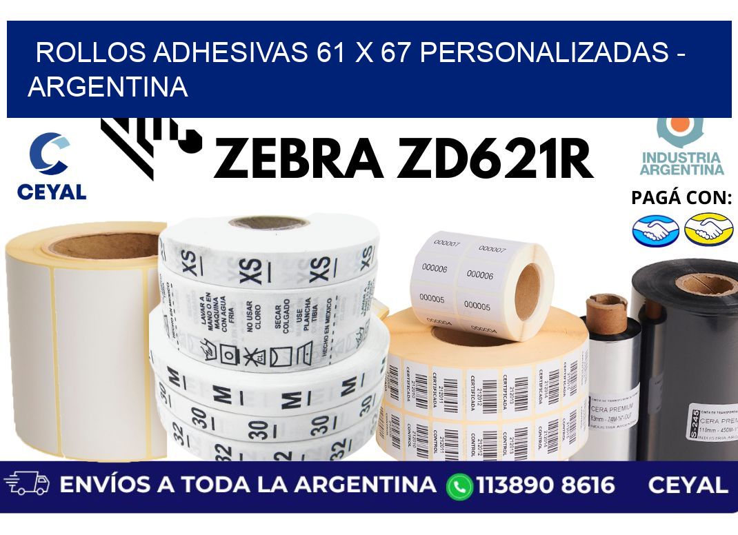 rollos adhesivas 61 x 67 personalizadas - Argentina