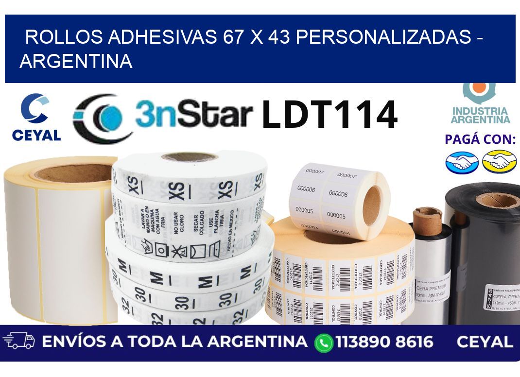 rollos adhesivas 67 x 43 personalizadas – Argentina