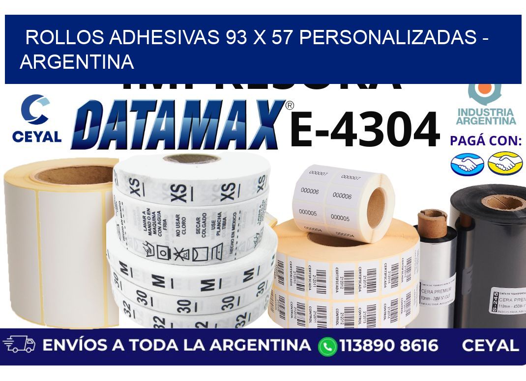 rollos adhesivas 93 x 57 personalizadas - Argentina