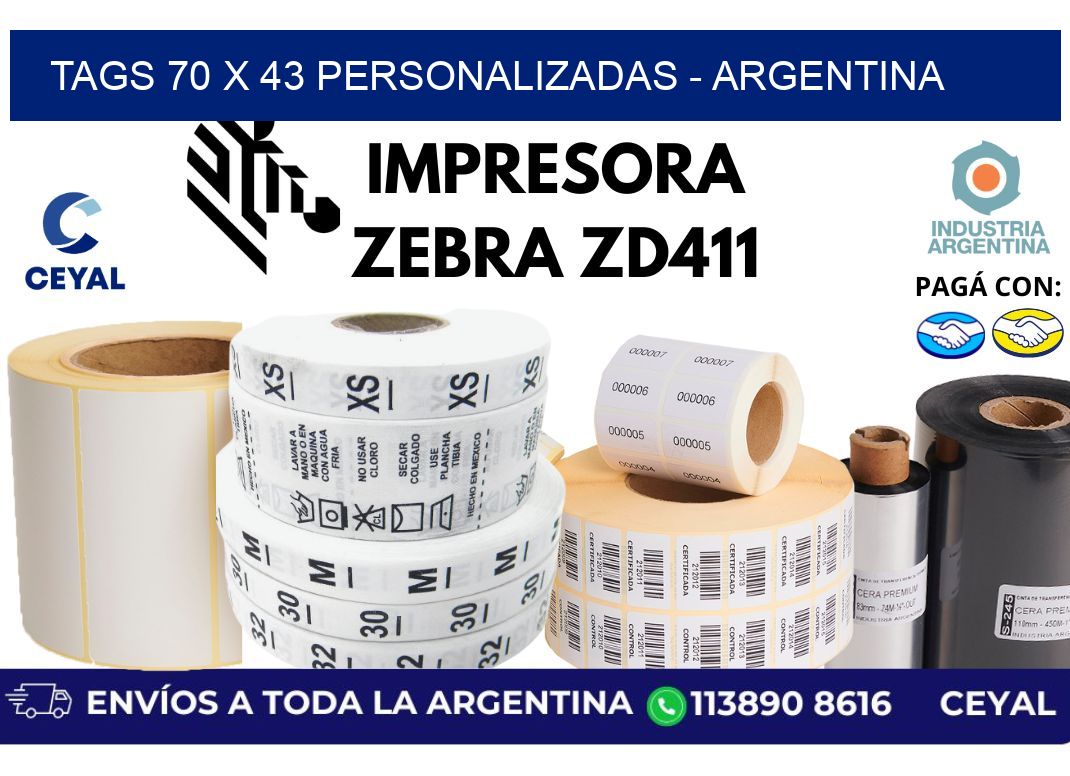 tags 70 x 43 personalizadas - Argentina