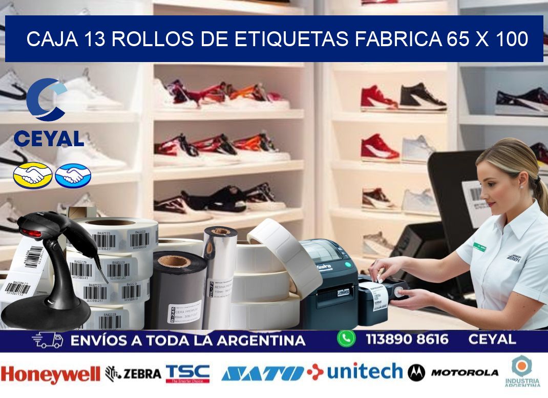CAJA 13 ROLLOS DE ETIQUETAS FABRICA 65 x 100