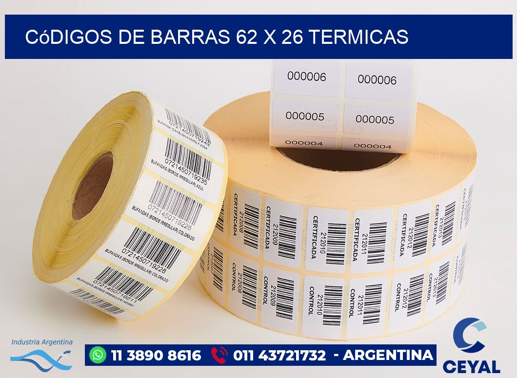 Códigos de Barras 62 x 26 termicas - autoadhesivas.com.ar