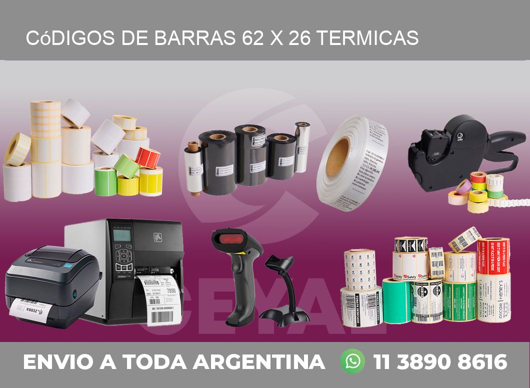 Códigos de Barras 62 x 26 termicas - autoadhesivas.com.ar