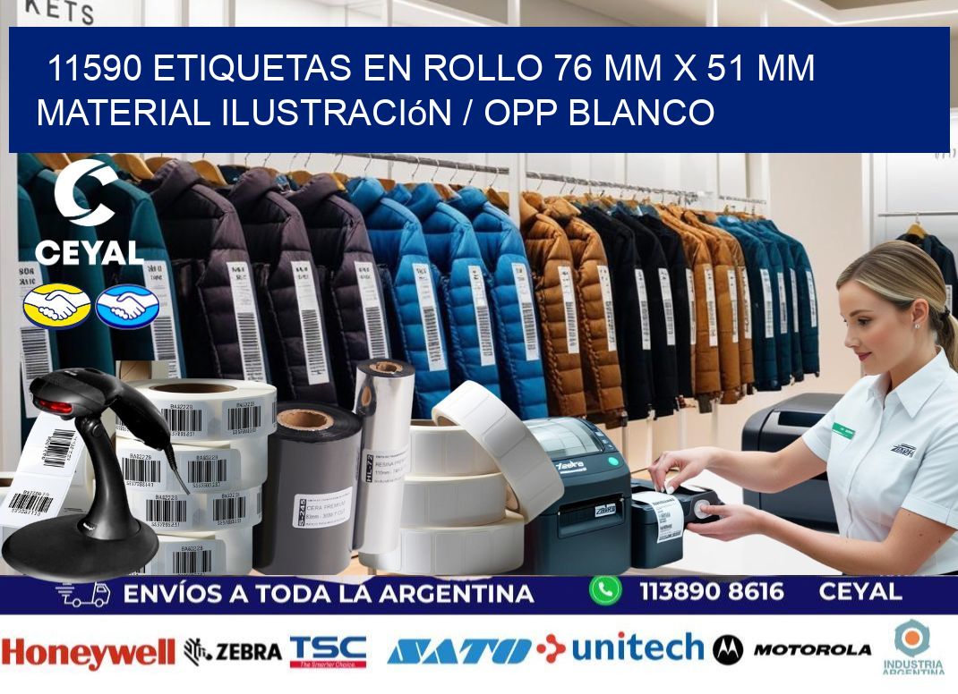 11590 Etiquetas en rollo 76 mm x 51 mm material Ilustración / OPP Blanco
