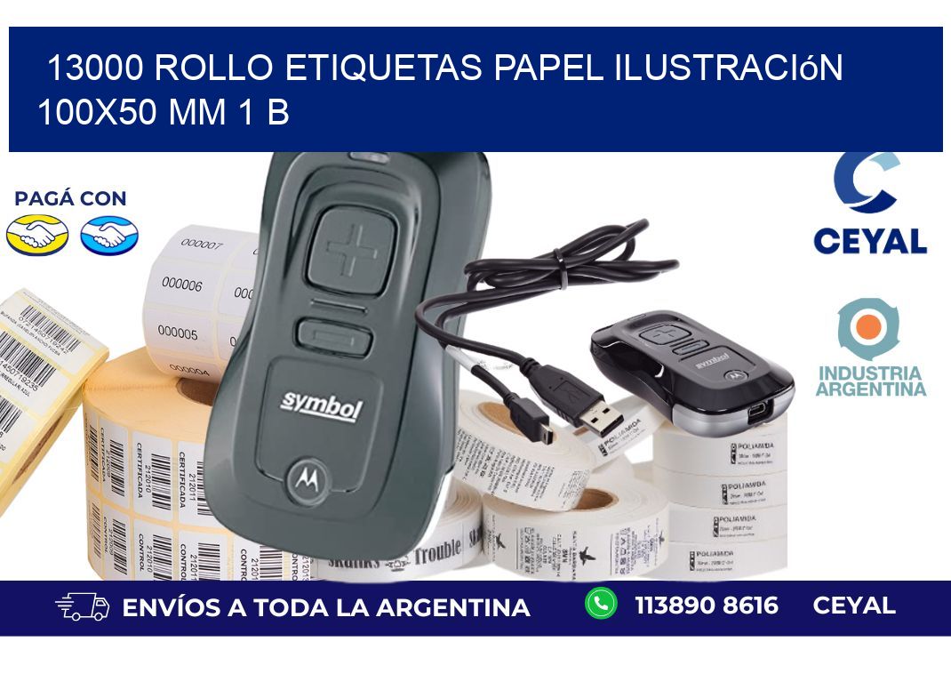 13000 Rollo Etiquetas Papel Ilustración 100x50 Mm 1 B