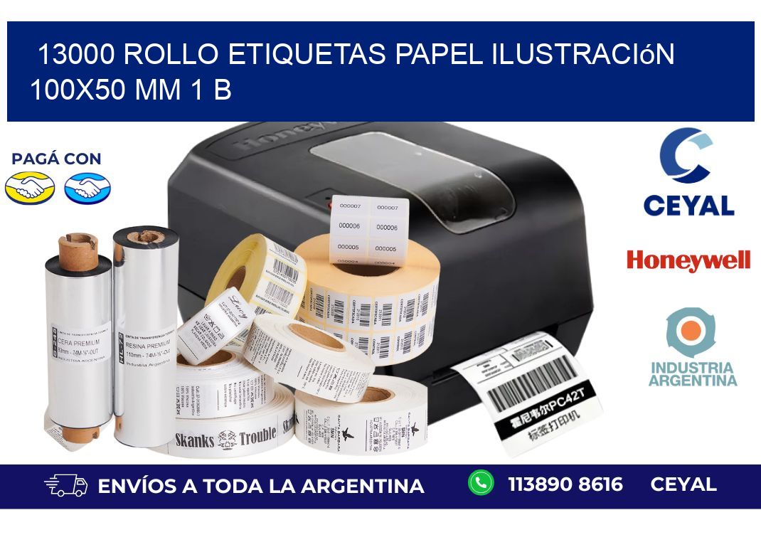 13000 Rollo Etiquetas Papel Ilustración 100x50 Mm 1 B