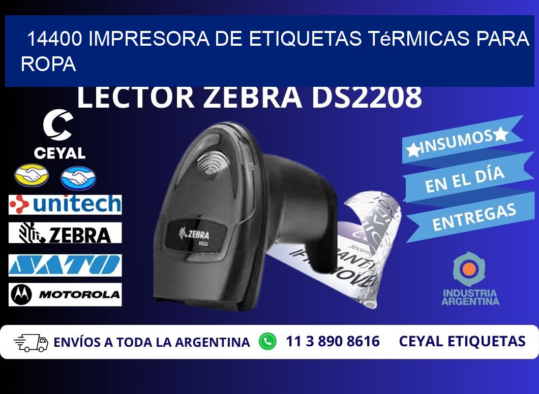 14400 impresora de etiquetas térmicas para ropa