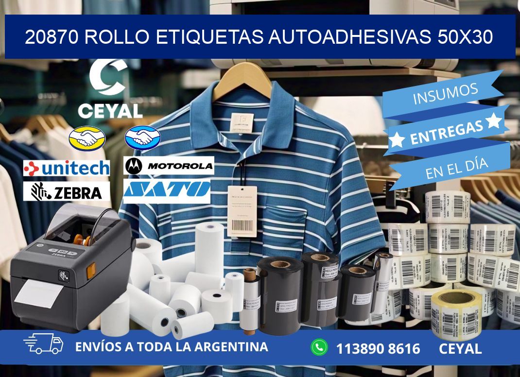 20870 Rollo Etiquetas autoadhesivas 50x30