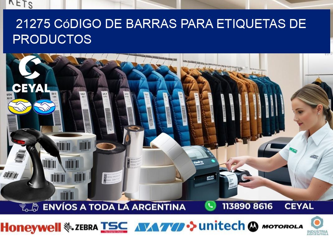 21275 código de barras para etiquetas de productos