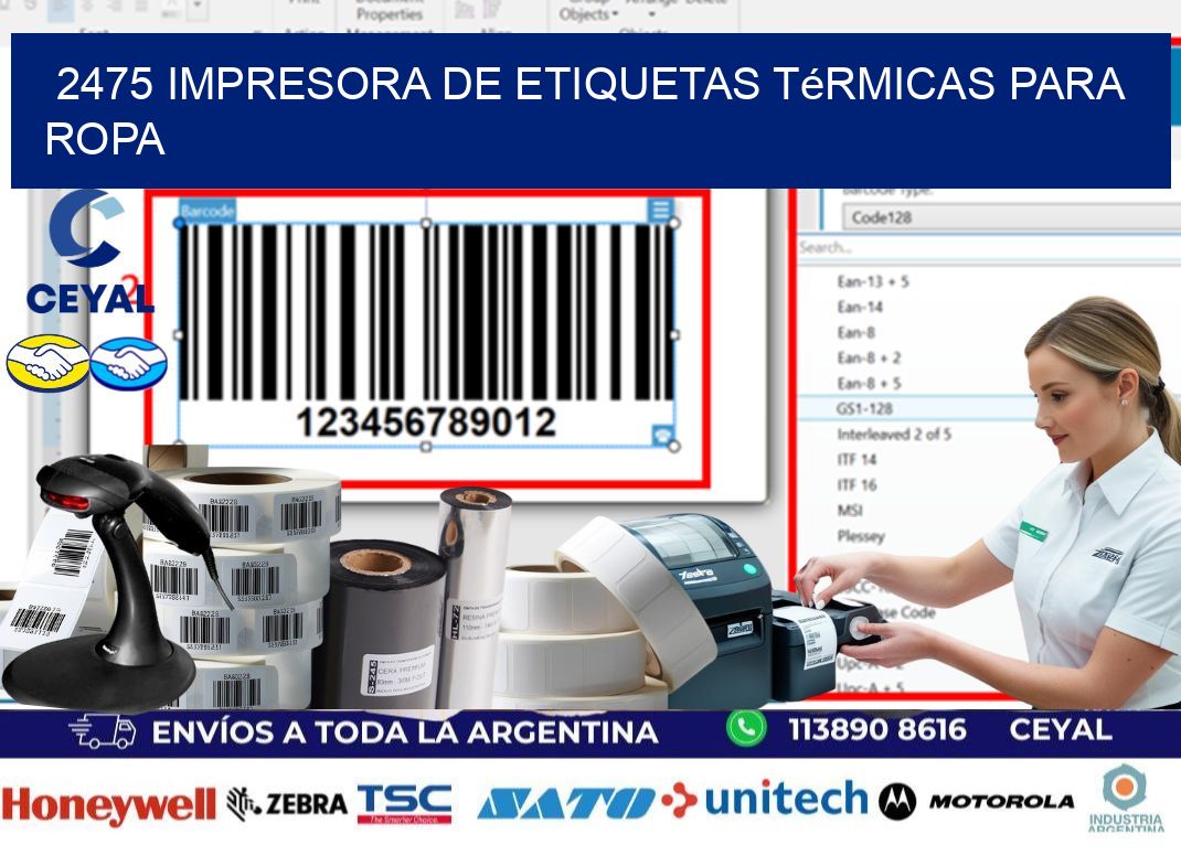 2475 impresora de etiquetas térmicas para ropa