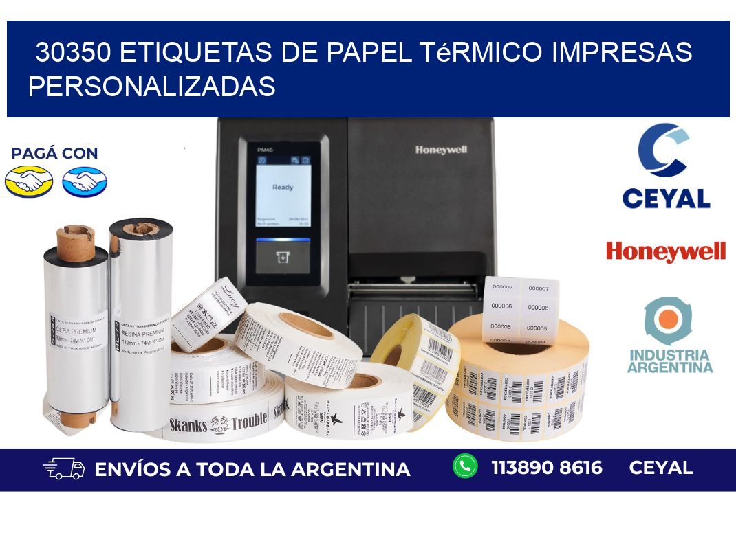 30350 Etiquetas de papel térmico impresas personalizadas
