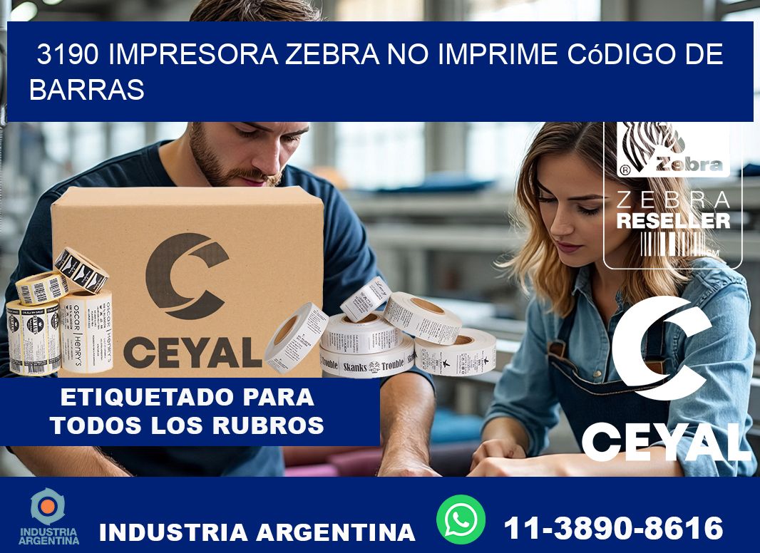 3190 impresora Zebra no imprime código de barras