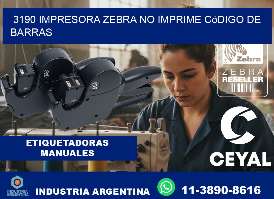 3190 impresora Zebra no imprime código de barras